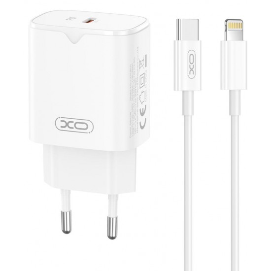 XO L131 ΦΟΡΤΙΣΤΗΣ PD30W, 1 ΘΥΡΑ, ΜΕ ΚΑΛΩΔΙΟ TYPE-C ΣΕ LIGHTNING, ΛΕΥΚΟ