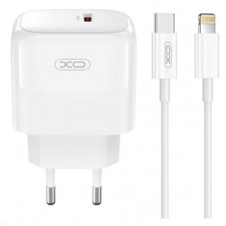 XO L136 ΦΟΡΤΙΣΤΗΣ  PD20W, 1 ΘΥΡΑ, ΜΕ ΚΑΛΩΔΙΟ TYPE-C ΣΕ LIGHTNING, ΛΕΥΚΟ