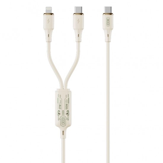 XO NB-Q262 ΚΑΛΩΔΙΟ ΣΙΛΙΚΟΝΗΣ 2 ΣΕ 1 TYPE-C 60W ΚΑΙ LIGHTNING 27W, 1.2M