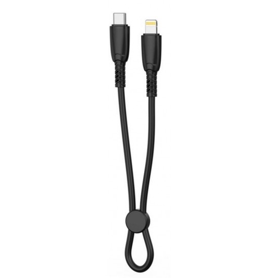 XO NB-Q248A ΚΑΛΩΔΙΟ ΦΟΡΤΙΣΗΣ SALUO SERIES SILICONE PD ΣΕ LIGHTNING, 27W, 25cm, ΜΑΥΡΟ