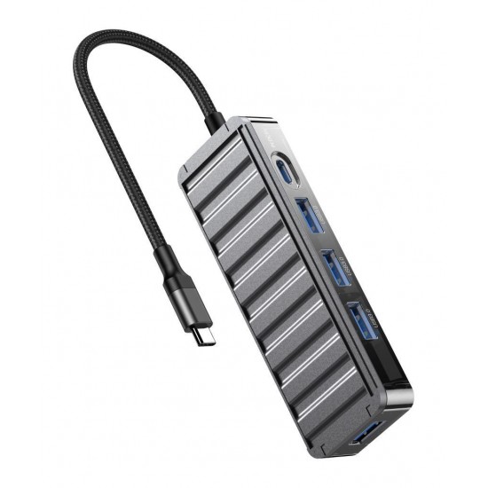 XO HUB015 5 in 1 USB HUB, 4x USB 3.0 + 1x TYPE-C (ΕΞΩΤ. ΤΡΟΦΟΔΟΣΙΑ)