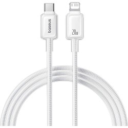 BASEUS CRYSTAL, ΚΑΛΩΔΙΟ ΓΡΗΓΟΡΗΣ ΦΟΡΤΙΣΗΣ, TYPE-C ΣΕ LIGHTNING, 20W, 1m, ΛΕΥΚΟ