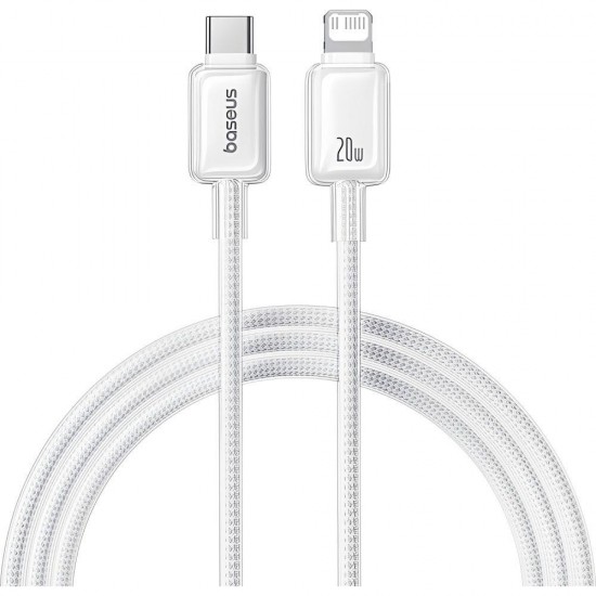 BASEUS CRYSTAL, ΚΑΛΩΔΙΟ ΓΡΗΓΟΡΗΣ ΦΟΡΤΙΣΗΣ, TYPE-C ΣΕ LIGHTNING, 20W, 1m, ΛΕΥΚΟ