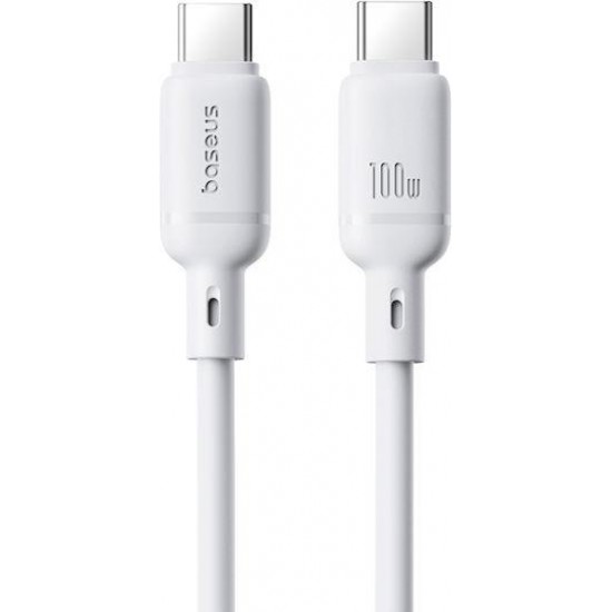 BASEUS SILKY SERIES, ΚΑΛΩΔΙΟ ΓΡΗΓΟΡΗΣ ΦΟΡΤΙΣΗΣ, TYPE-C ΣΕ TYPE-C, 100W, 1m, ΛΕΥΚΟ
