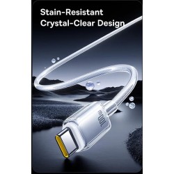 BASEUS CRYSTAL, ΚΑΛΩΔΙΟ ΓΡΗΓΟΡΗΣ ΦΟΡΤΙΣΗΣ,TYPE-C, 100W, 2m, ΛΕΥΚΟ