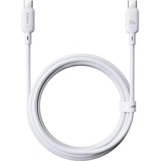 BASEUS SILKY SERIES, ΚΑΛΩΔΙΟ ΓΡΗΓΟΡΗΣ ΦΟΡΤΙΣΗΣ, TYPE-C ΣΕ TYPE-C, 100W, 2m, ΛΕΥΚΟ