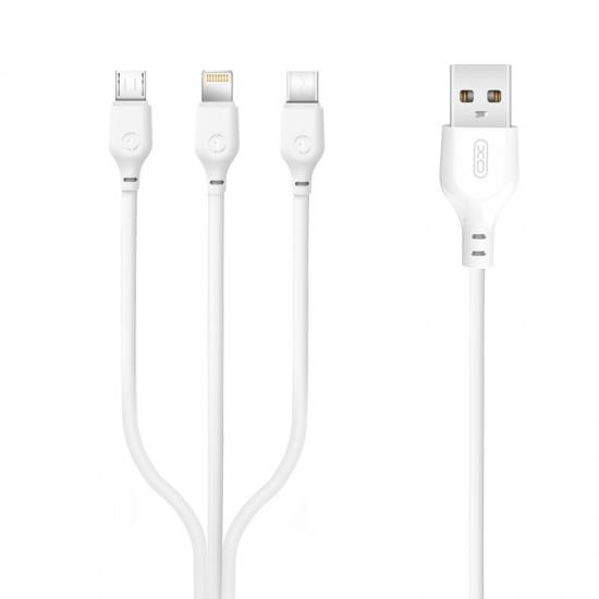 XO NB103 ΚΑΛΩΔΙΟ ΦΟΡΤΙΣΗΣ 2.0A 3 IN 1, ΛΕΥΚΟ