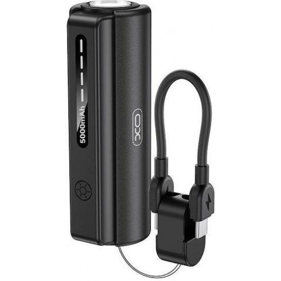 XO PR281, POWERBANK, ΜΕ ΦΑΚΟ, ΚΑΛΩΔΙΟ LIGHTNING, 5000mAh, ΜΑΥΡΟ