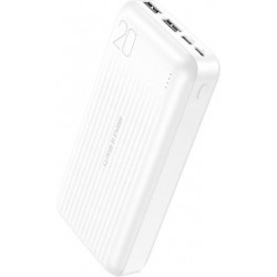 XO PB302, POWERBANK, ΜΕ LED ΟΘΟΝΗ, 20000mAh, ΛΕΥΚΟ