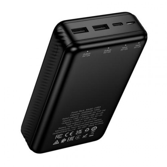 HOCO J165A HONEY, POWERBANK, 20000MAh, 4 ΘΥΡΕΣ, ΜΑΥΡΟ