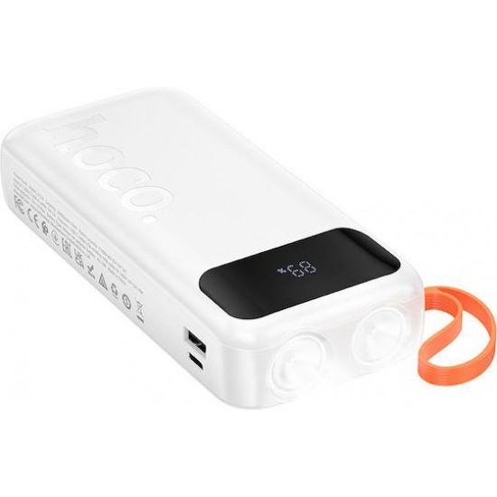 HOCO J151A SPIRIT, POWERBANK, 20000MAh, ΔΙΠΛΟ ΦΩΣ, ΜΕ 4 ΚΑΛΩΔΙΑ, ΛΕΥΚΟ