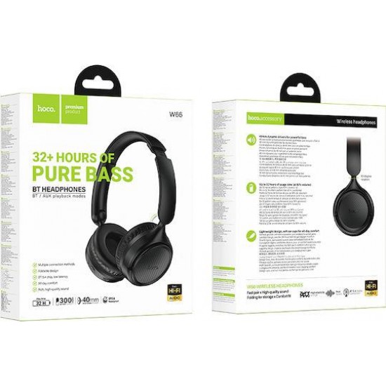 HOCO W66 WAVE, ΑΣΥΡΜΑΤΑ ΑΚΟΥΣΤΙΚΑ, ΜΑΥΡΑ