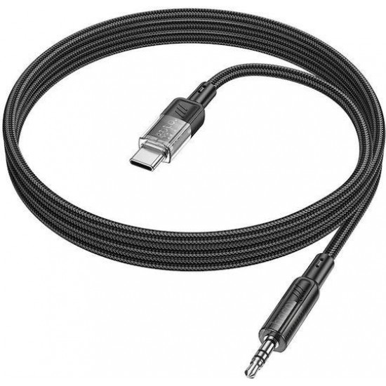 HOCO UPA27 SPIRIT, ΔΙΑΦΑΝΕΣ ΚΑΛΩΔΙΟ ΗΧΟΥ AUX, 1.2m, ΜΑΥΡΟ