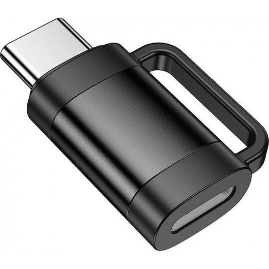 HOCO UA31E, ΑΝΤΑΠΤΟΡΑΣ, TYPE-C ΑΡΣΕΝΙΚΟ ΣΕ LIGHTNING ΘΥΛΗΚΟ, ΜΑΥΡΟ