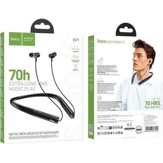 HOCO ES73 DYNASTIC, ΑΣΥΡΜΑΤΑ ΑΚΟΥΣΤΙΚΑ ΛΑΙΜΟΥ, ΜΑΥΡΑ