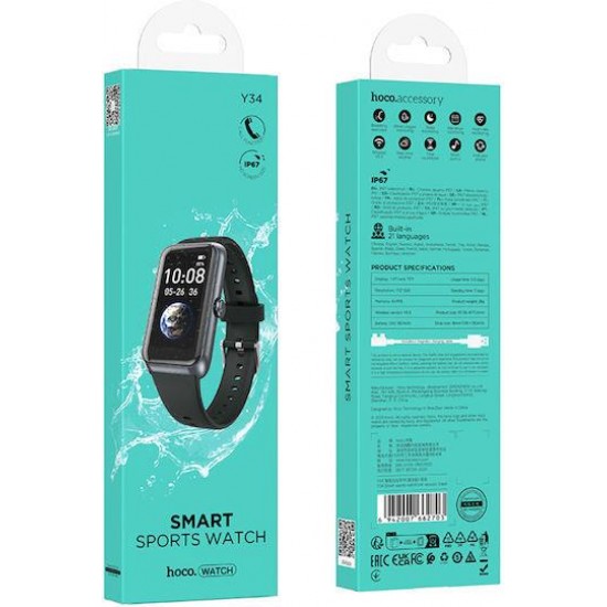 HOCO Y34, SMART WATCH, SPORT, CALL VERSION, ΜΑΥΡΟ