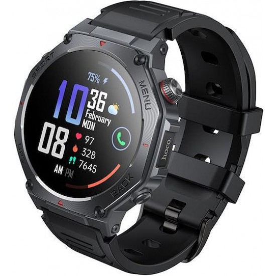 HOC Y37, SMART WATCH, SPORT, AMOLED, GPS, ΜΑΥΡΟ