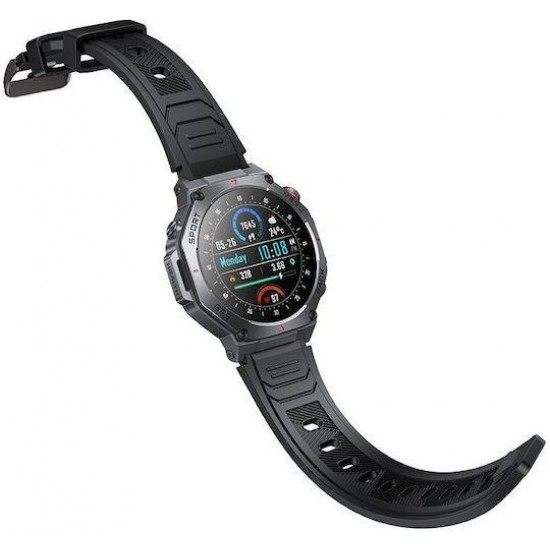 HOC Y37, SMART WATCH, SPORT, AMOLED, GPS, ΜΑΥΡΟ