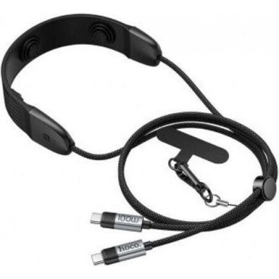 HOCO U145, ΚΑΛΩΔΙΟ ΦΟΡΤΙΣΗΣ TYPE-C ΣΕ TYPE-C, ΛΕΜΟΥ, 100W, 1.4M, ΜΑΥΡΟ