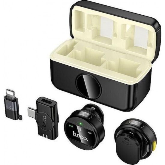 HOCO L22 BRIGHT, 2 ΣΕ 1 ΑΣΥΡΜΑΤΟ ΜΙΚΡΟΦΩΝΟ, ΜΕ ΘΗΚΗ, ΜΑΥΡΟ