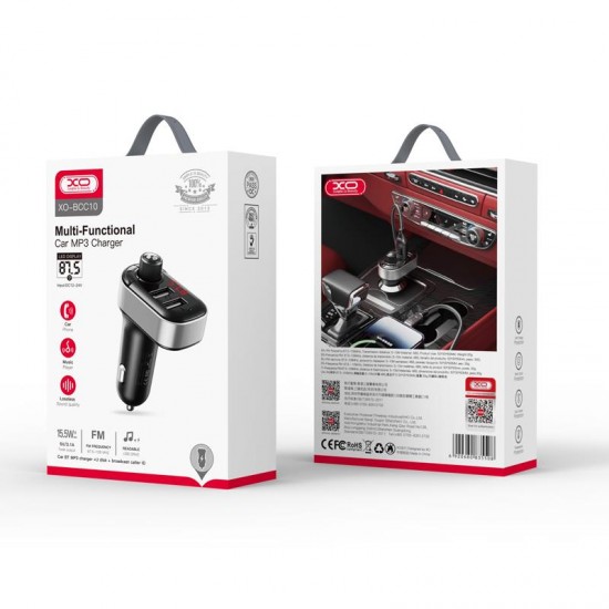 XO BCC10 SMART BLUETOOTH TRANSMITER ΚΑΙ ΦΟΡΤΙΣΤΗΣ, 2 ΘΥΡΕΣ, ΜΑΥΡΟ