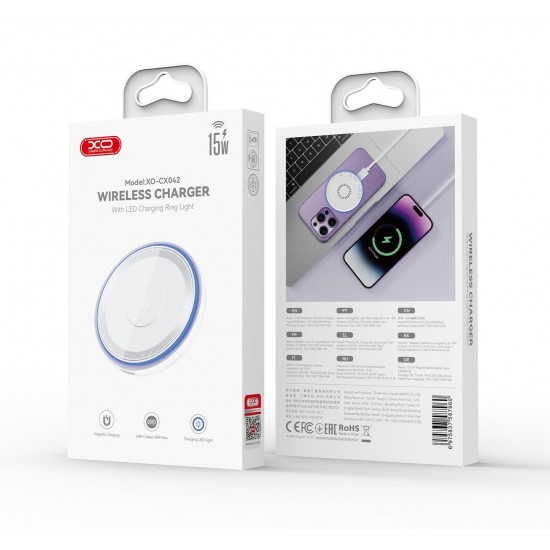 XO CX042, ΑΣΥΡΜΑΤΟΣ ΦΟΡΤΙΣΤΗΣ, 15W, ΛΕΥΚΟ