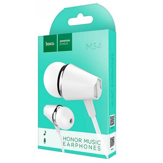 HOCO M34 HONOR MUSIC UNIVERSAL ΑΚΟΥΣΤΙΚΑ ΜΕ ΜΙΚΡΟΦΩΝΟ, ΛΕΥΚΟ