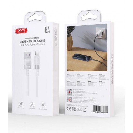 XO NB-Q282A ΚΑΛΩΔΙΟ ΣΙΛΙΚΟΝΗΣ TYPE-C 6A, ΛΕΥΚΟ