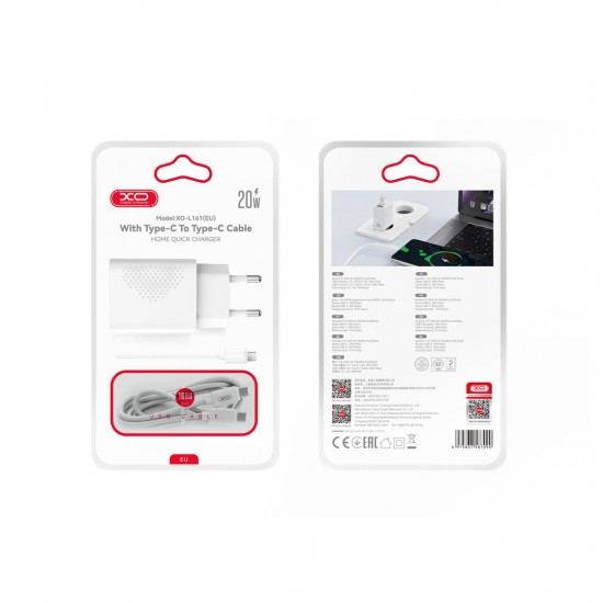 XO ΦΟΡΤΙΣΤΗΣ ΓΡΗΓΟΡΗΣ ΦΟΡΤΙΣΗΣ L161, 20W, ΜΕ ΚΑΛΩΔΙΟ TYPE-C, 2 ΘΥΡΕΣ
