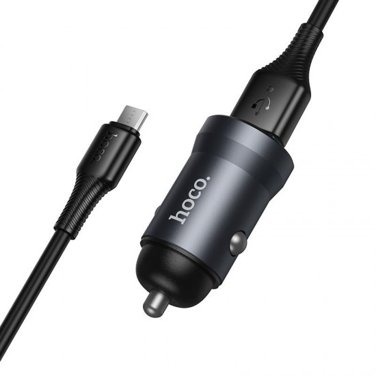 HOCO Z62 ΦΟΡΤΙΣΤΗΣ ΑΥΤΟΚΙΝΗΤΟΥ, ΜΕ MICRO USB ΚΑΛΩΔΙΟ, ΓΚΡΙ