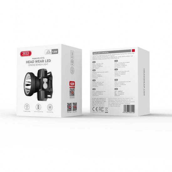 XO YH16 ΦΩΣ LED ΚΕΦΑΛΗΣ, 800mAh, ΜΑΥΡΟ