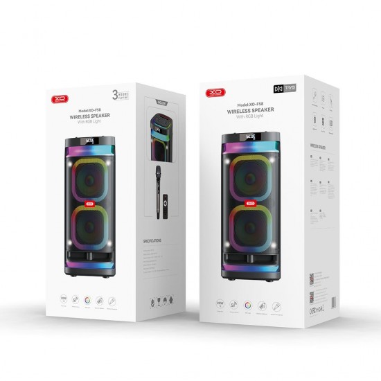 XO F58 SHINE ΦΟΡΗΤΟ ΗΧΕΙΟ BLUETOOTH, RGB, 40W, ΤΗΛΕΧΕΙΡΙΣΤΗΡΙΟ, ΜΙΚΡΟΦΩΝΟ, ΜΑΥΡΟ