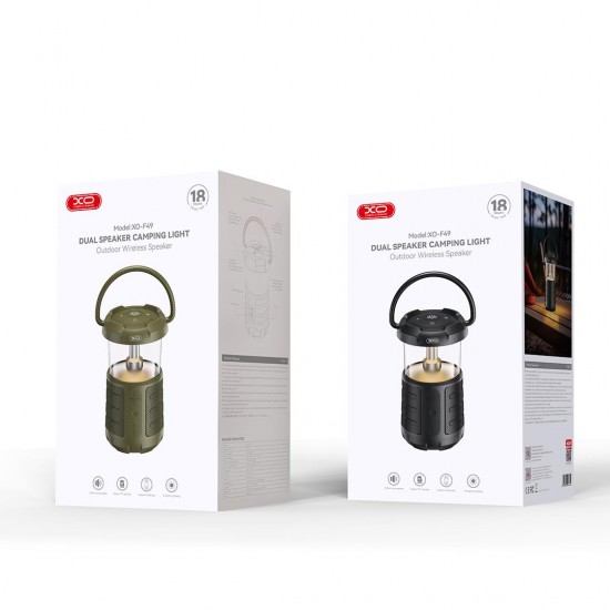 XO F49 ΦΟΡΗΤΟ ΔΙΠΛΟ ΗΧΕΙΟ BLUETOOTH, ΜΕ ΛΑΜΠΑ, 15W, ΜΑΥΡΟ