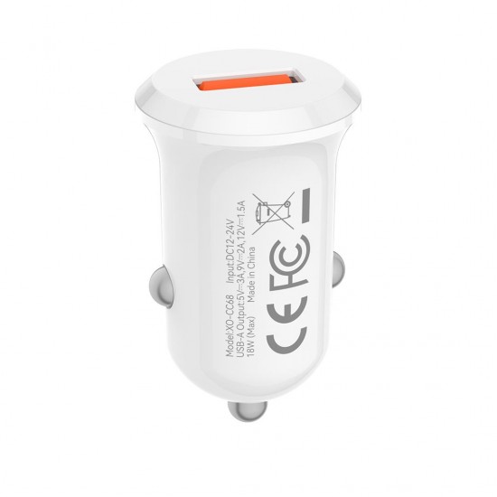 XO CC68 MINI ΦΟΡΤΙΣΤΗΣ ΑΥΤΟΚΙΝΗΤΟΥ, 18W, ΛΕΥΚΟ