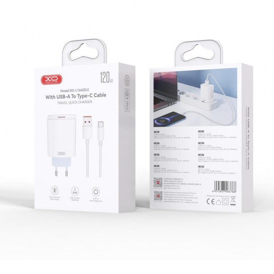 XO L164 ΦΟΡΤΙΣΤΗΣ 120W, ΜΕ ΚΑΛΩΔΙΟ TYPE-C, ΛΕΥΚΟΣ