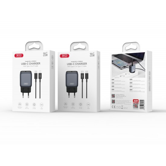 XO L153 ΦΟΡΤΙΣΤΗΣ 20W, ΜΕ ΚΑΛΩΔΙΟ TYPE-C, ΜΑΥΡΟΣ