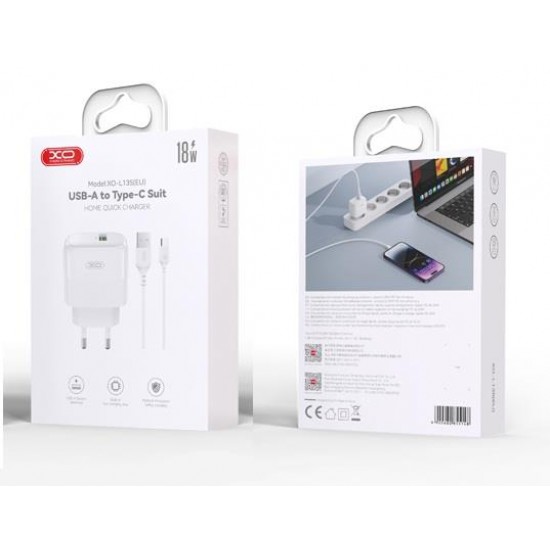 XO L135 ΦΟΡΤΙΣΤΗΣ 18W, ΜΕ ΚΑΛΩΔΙΟ TYPE-C, ΛΕΥΚΟΣ