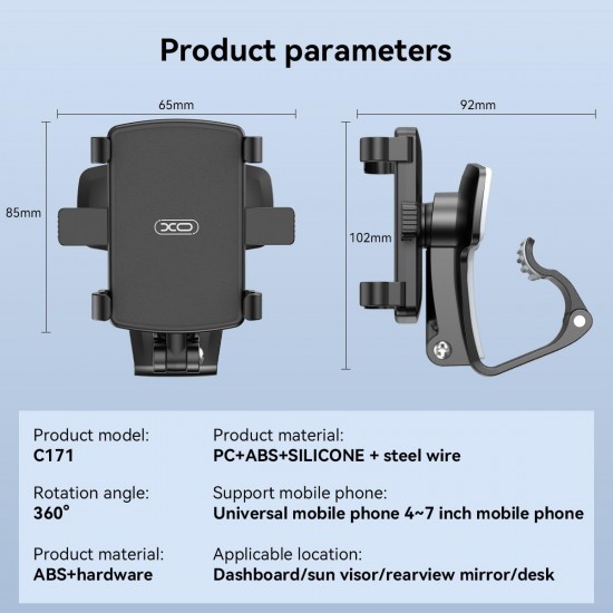 XO C171 ΒΑΣΗ ΣΤΗΡΙΞΗΣ KINHTOY, ΤΑΜΠΛΟ, ΜΑΥΡΟ