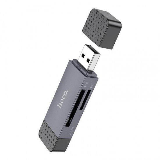 HOCO HB45 SPIRIT 2-IN-1 CARD READER(USB2.0-TYPEC2.0),ΓΚΡΙ