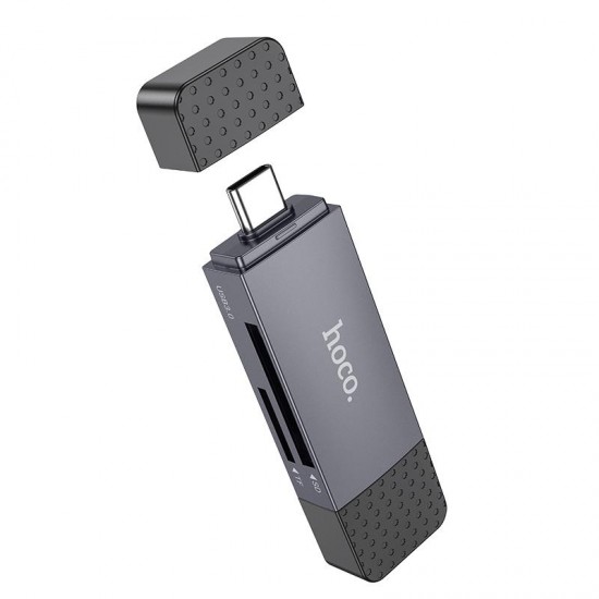 HOCO HB45 SPIRIT 2-IN-1 CARD READER(USB2.0-TYPEC2.0),ΓΚΡΙ