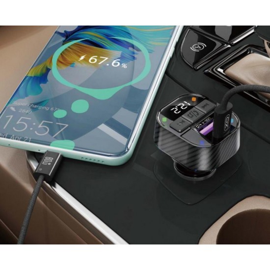 XO BCC17 FM TRANSMITER ΚΑΙ ΦΟΡΤΙΣΤΗΣ ΑΥΤΟΚΙΝΗΤΟΥ, PD30W, 2 ΘΥΡΕΣ, ΜΑΥΡΟΣ