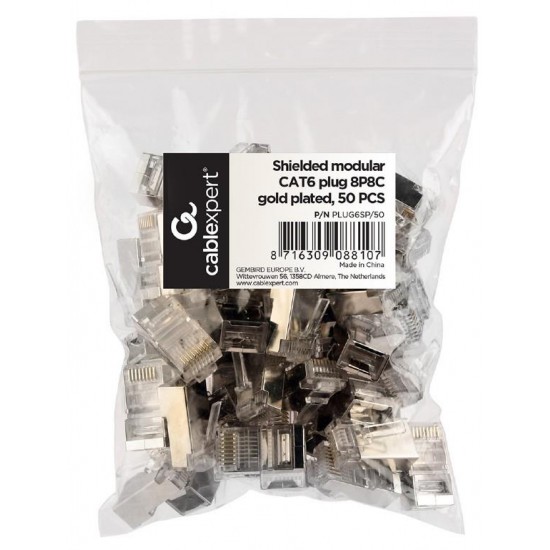 ΑΚΡΟΔΕΚΤΗΣ CABLEXPERT 8P8C RJ45 LAN, FTP, SFTP CAT6, ΣΑΚΟΥΛΑΚΙ 50 ΤΕΜΑΧΙΩΝ