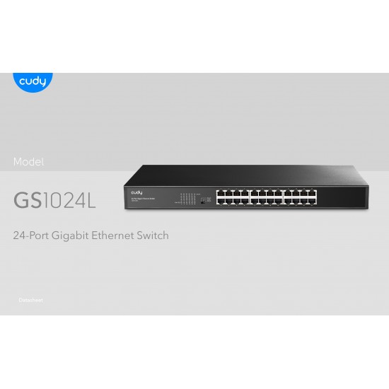 CUDY GS1024L 24-PORT GIGABIT UNMANAGED METAL SWITCH, RACKMOUNT