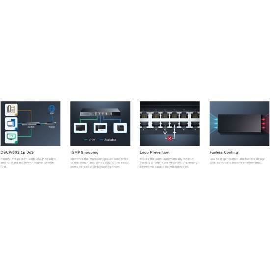 CUDY GS1024L 24-PORT GIGABIT UNMANAGED METAL SWITCH, RACKMOUNT