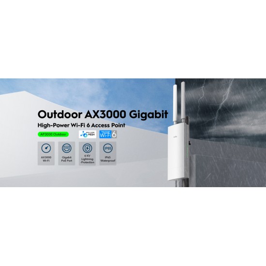 CUDY AX3000 ΕΞΩΤΕΡΙΚΟΥ ΧΩΡΟΥ ACCESS POINT, HIGH POWER WIFI 6 2.5G , IP65, POE