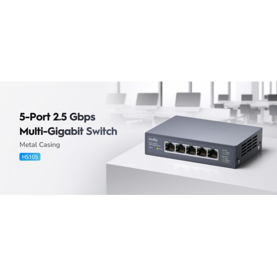 CUDY HS105, 5-Port 2.5G METAL SWITCH 2.5G/1000M/100M/10M