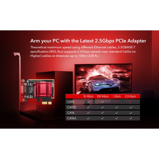 CUDY 2.5Gbps PCI EXPRESS ΚΑΡΤΑ ΔΙΚΤΥΟΥ 2.5G/1000M/100M/10M