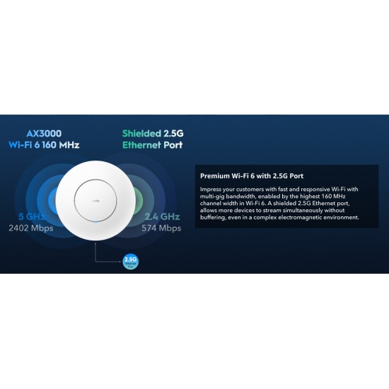CUDY AP3000_P AX3000 DUAL BAND ACCESS POINT ΟΡΟΦΗΣ, MU-MIMO, ΜΕ POE INJECTOR