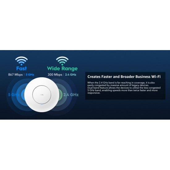CUDY AP1300, AC1200 DUAL BAND GIGABIT ACCESS POINT ΟΡΟΦΗΣ, ΜΕ POE INJECTOR