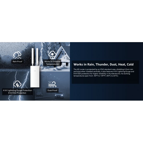 CUDY LT500-OUT ΕΞΩΤΕΡΙΚΟ 4G LTE AC1200 WiFi ROUTER, DUAL BAND, POE